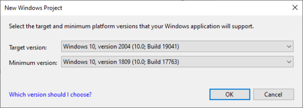  Target platform selection tab
