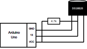  DS18B20 circuit (One Wire on pin 13)