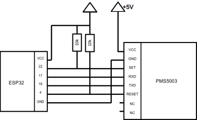  PMS5003 connection circuit for ESP32 