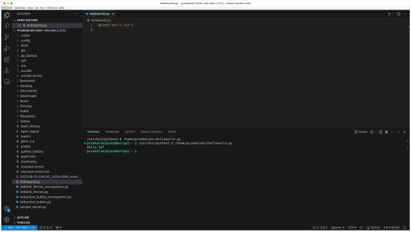  Python remote development for RPi in action, using VS Code