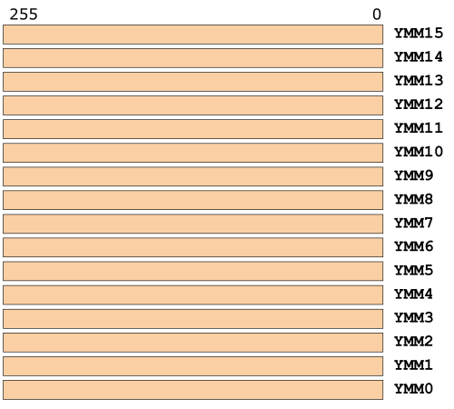 Illustration of the 256-bit YMM registers